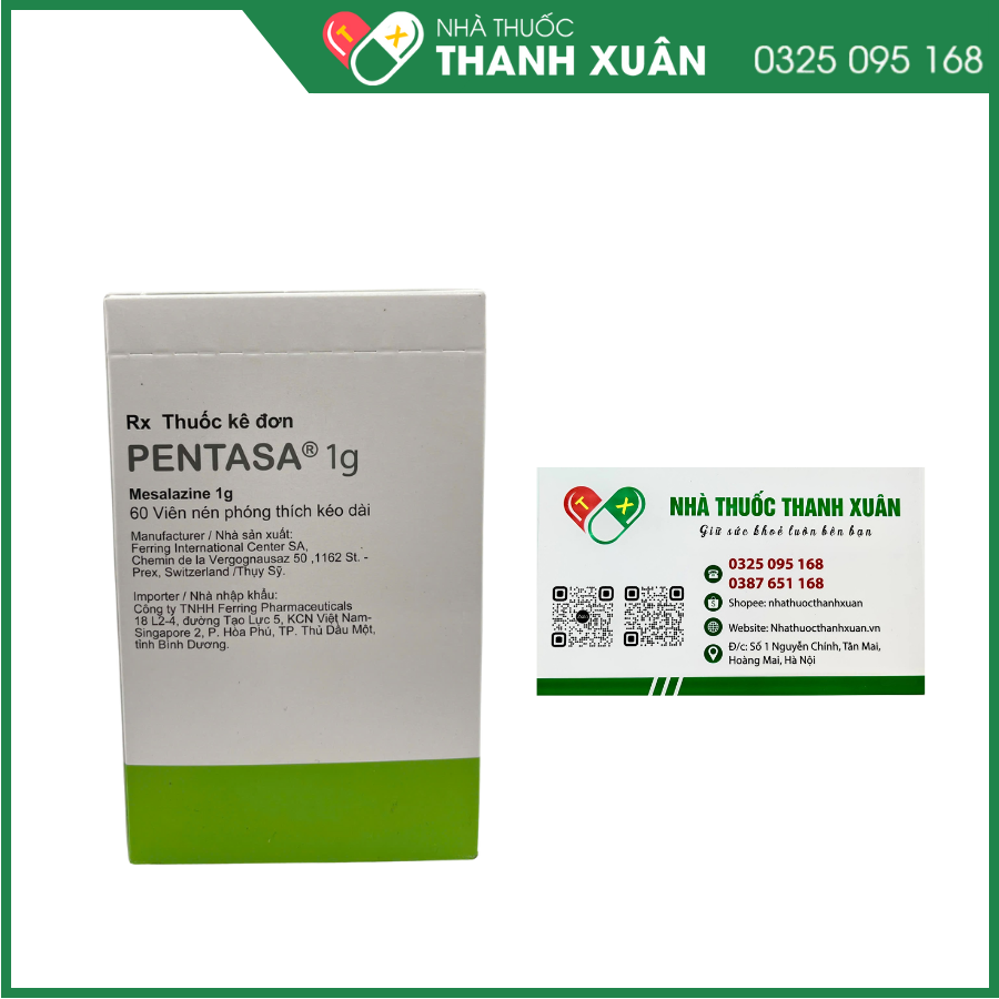 Viên uống Pentasa Tablet 1g trị viêm ruột mãn tính (6 vỉ x 10 viên)